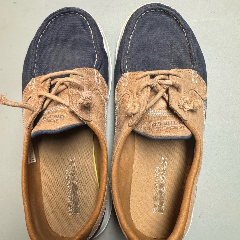 Skechers Two-Tone Navy and Brown‎ Women's Slip-On Loafers